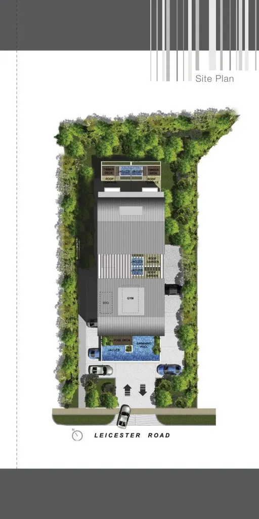Site plan of Leicester Suites